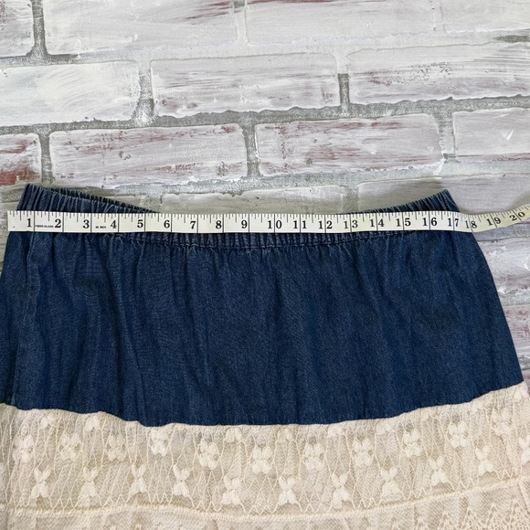 New Direction Womens XL Denim and Lace Lined Boho Peasant Maxi Skirt - Picture 5 of 8